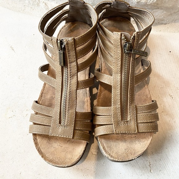 BEARPAW Layla II Front Zip Gladiator Sandal Women Size 8 Brown Leather - Picture 3 of 6